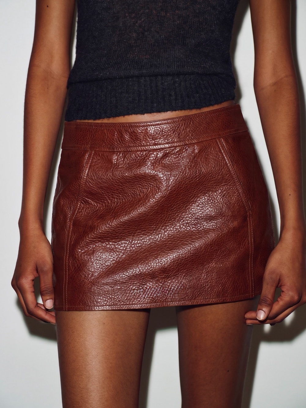 ✨RARE✨ Runway YSL Saint Laurent Paris Burgundy Leather Mini Skirt